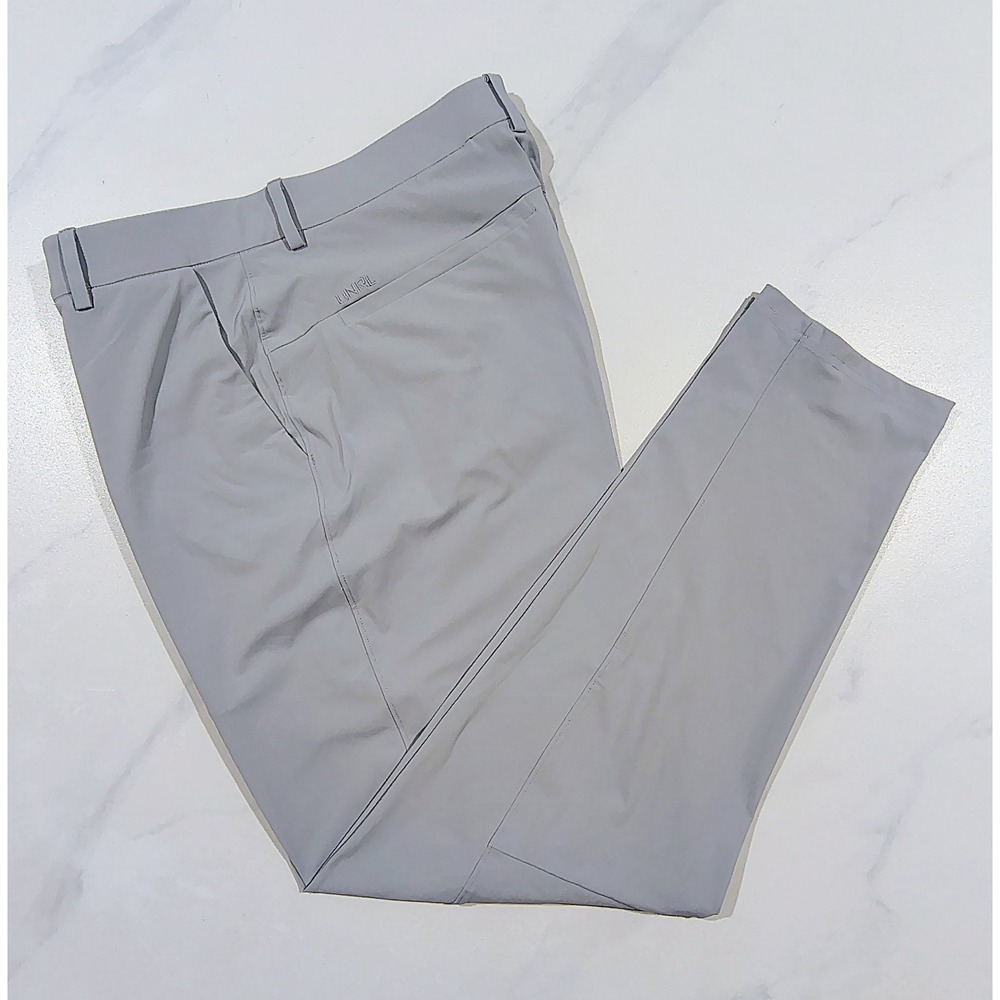 UNRL Golf Concourse Pants Mens Large 34x28 Short Light Grey Tapered Stretch